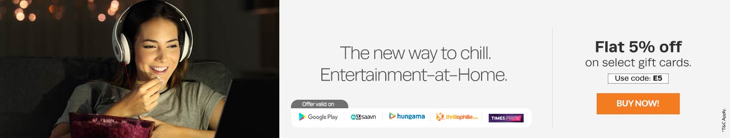 Entertainment E-Gift Cards | Get flat 5% off | Use code - E5