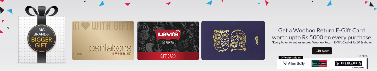 Gift Rs.500 & above and Get Woohoo Return E-Gift Card worth upto Rs.5000