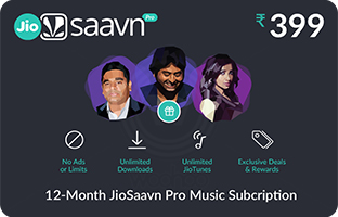 JioSaavn E-Gift Card - 12 Months Subscription - Rs 399