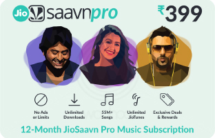 JioSaavn E-Gift Card - 12 Months Subscription - Rs 399
