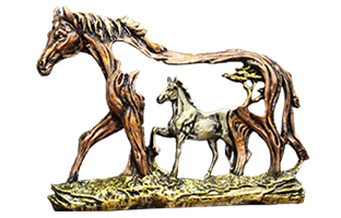 WoW! Fiber Antique Horse Figurine In Golden Malik Design ( by Pepperfry)