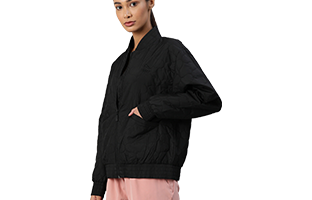 WoW! Puma Black Solid Quilted Bomber Jacket (by Myntra)
